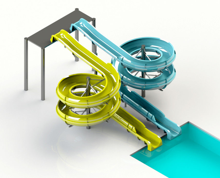 Park Resort Two Circle Custom Water Slide Spiral Curve stile per il divertimento