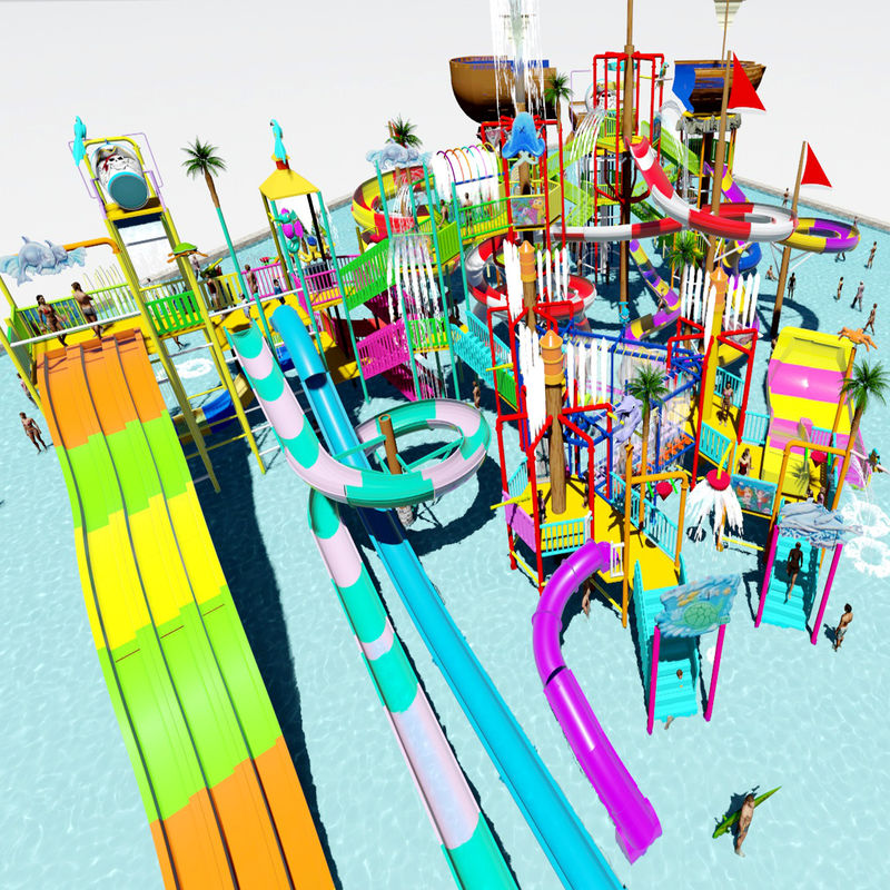 Parco giochi d'acqua all'aperto divertimento e sicurezza per le famiglie nei parchi acquatici